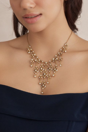 Traditional Gold Temple Necklace with Green Beads