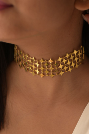 22K Gold Plated Ruby Pink & CZ Studded Pearl Beaded Traditional Choker Jewellery Set