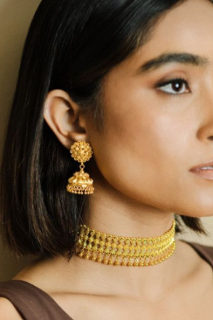 24K Gold-Plated Green & Black Enamel Border Ruby Pink & White Kundan Necklace Set