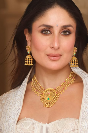 22K Gold-Plated Ruby, Emerald & Cubic Zirconia Studded Choker Set with Pearl Beads