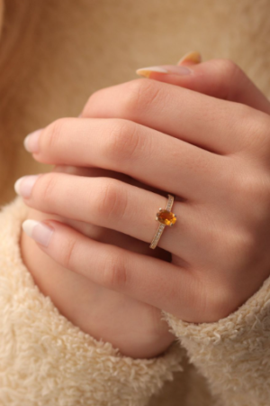 Set Of 6 Gold-Plated American Diamond-Studded Adjustable Finge