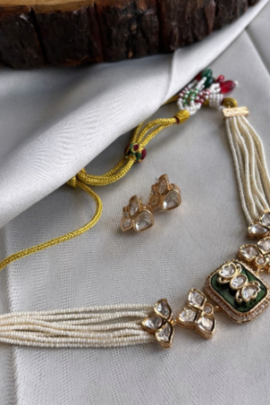 Luxury Polki-Inspired Ring & Stud Earrings Set