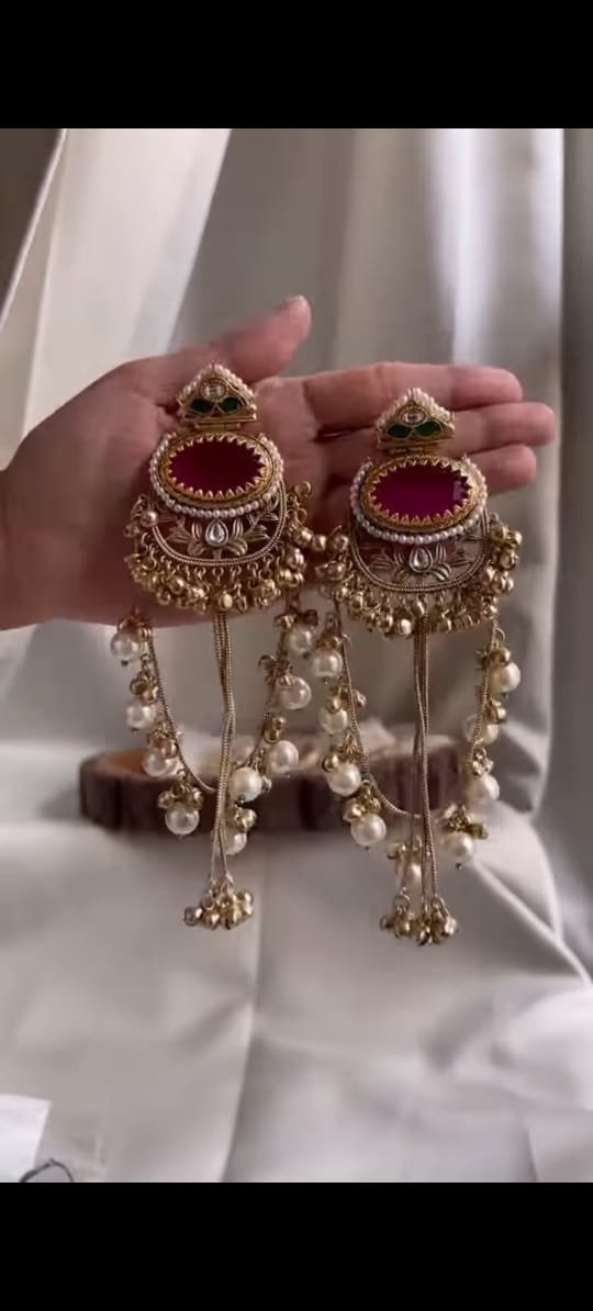 Royal Purple & Gold Traditional Jhumka Earrings - Image 6