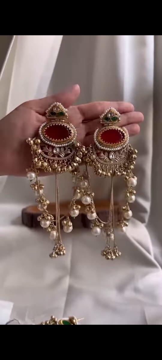 Royal Purple & Gold Traditional Jhumka Earrings - Image 5