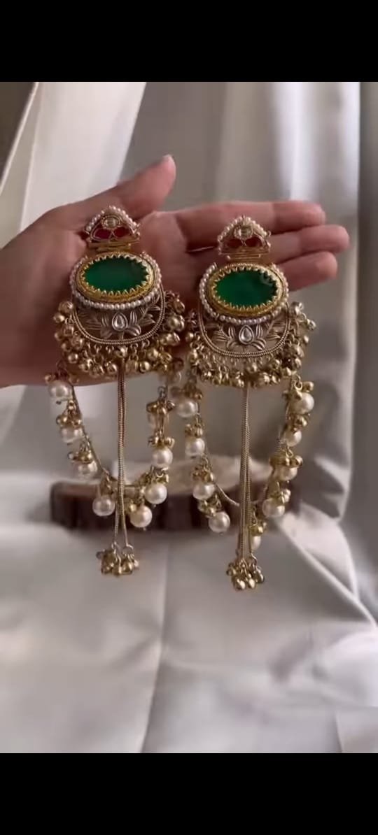 Royal Purple & Gold Traditional Jhumka Earrings - Image 3