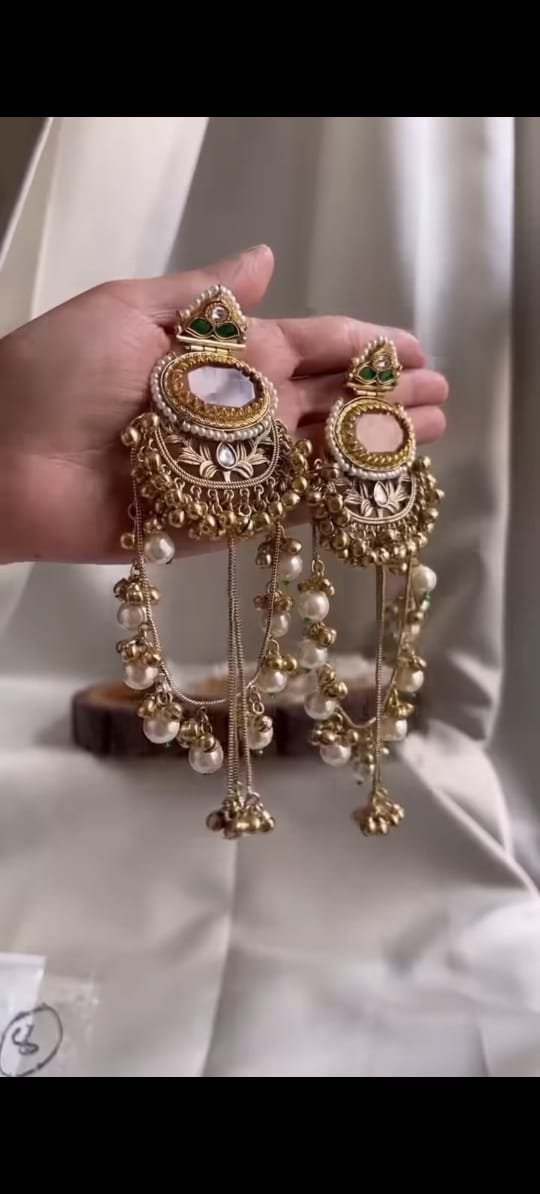 Royal Purple & Gold Traditional Jhumka Earrings - Image 2