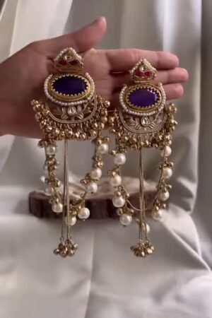 Royal Purple & Gold Traditional Jhumka Earrings