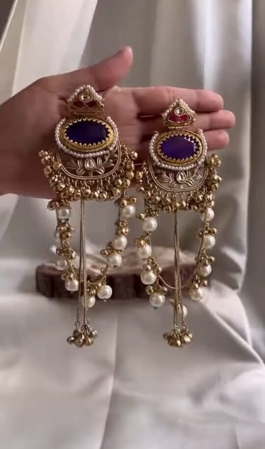 Royal Purple & Gold Traditional Jhumka Earrings