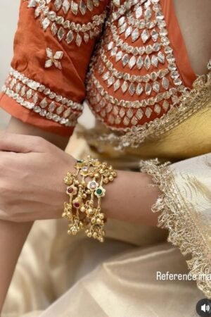 Antique Gold Kundan Charm Bracelet