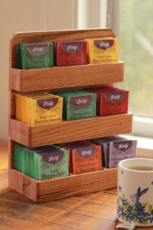 Wooden Tea Bag Organizer Rack – 3 Tier Kitchen Storage Stand