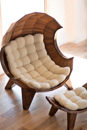 Luxury Wooden Shell Accent Chair with Cushioned Seating