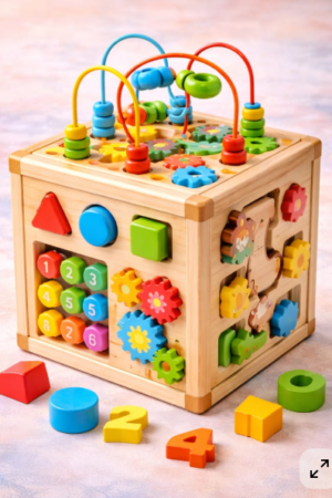 Wooden Multi-Activity Learning Cube for Kids 🎨🧩