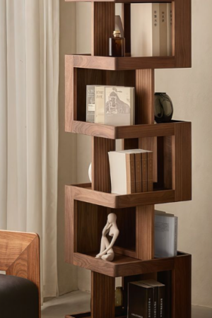 Modern Rotating Wooden Display Bookshelf Tower