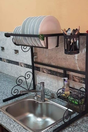 Over-the-Sink Dish Drying Rack with Utensil Holder